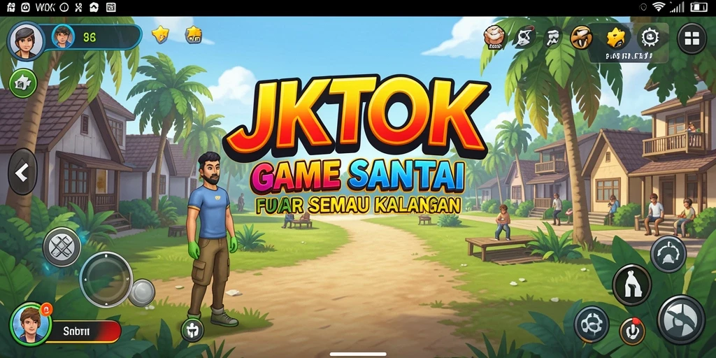 Screenshot JKTOK menunjukkan gameplay yang penuh warna dan interaktif.