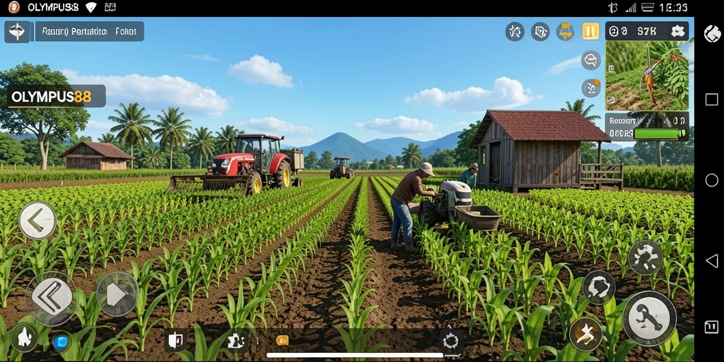 Gameplay OLYMPUS88 menampilkan aktivitas bertani yang seru dan interaktif.