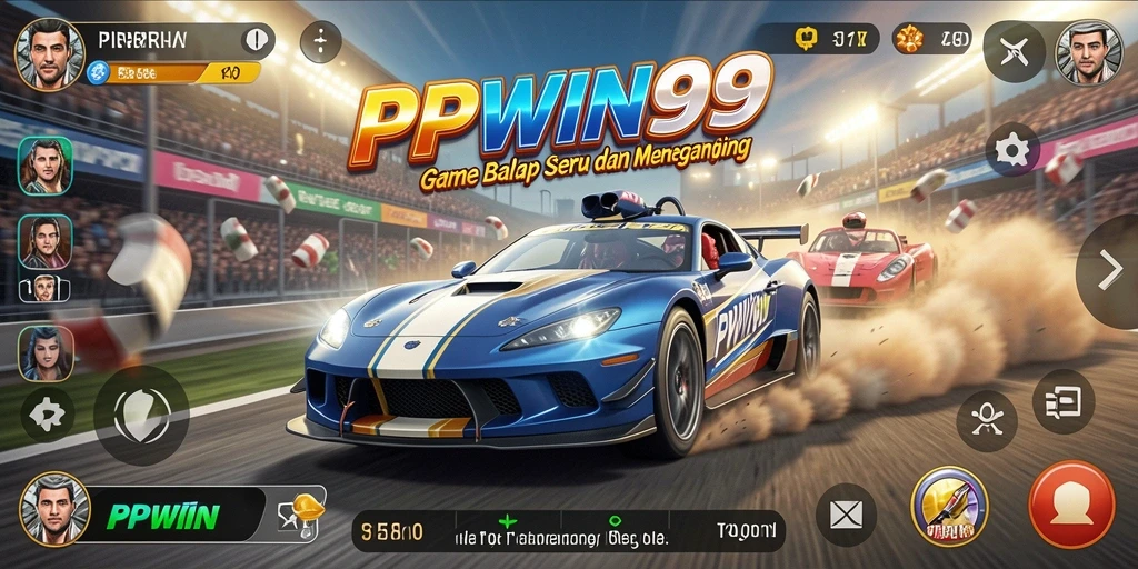 Screenshot permainan PPWIN99 yang menampilkan aksi balapan mendebarkan.