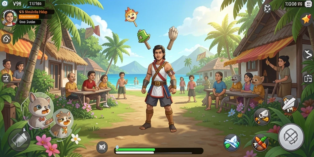 Tampilan gameplay V98 yang menakjubkan dan interaktif.