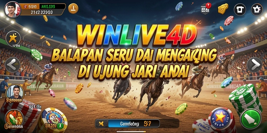 Tangkapan layar gameplay WINLIVE4D yang menegangkan di lintasan balap.